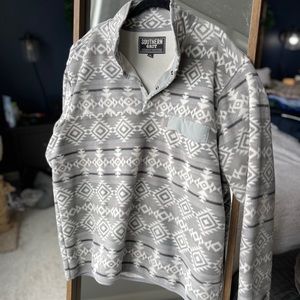 Southern Grit Gray Aztec Pattern Pullover